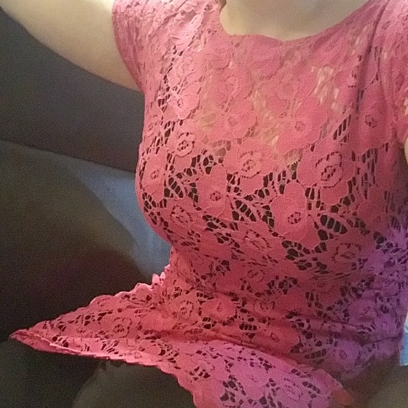 Pink lace overlay dress - Picture 1 of 3